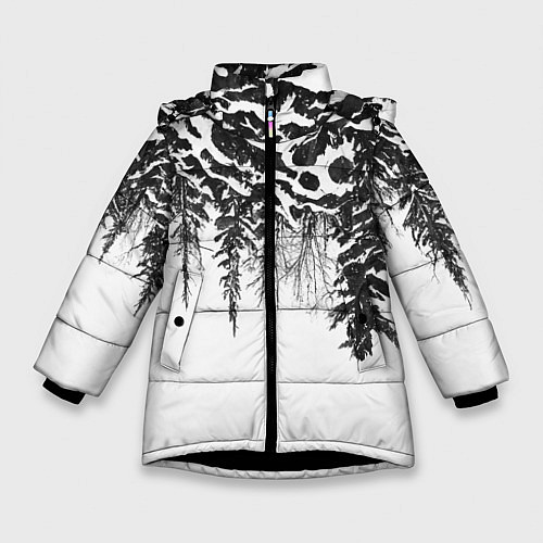 Зимняя куртка для девочки Перевёрнутый лес / 3D-Черный – фото 1