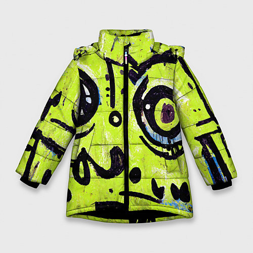 Зимняя куртка для девочки Уличное творчество - граффити / 3D-Черный – фото 1