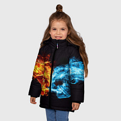 Куртка зимняя для девочки Вода и огонь - два кулака Brofist, цвет: 3D-красный — фото 2