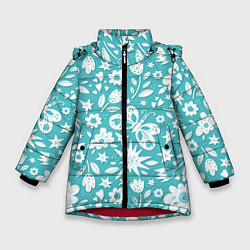 Зимняя куртка для девочки Нежный цветочный паттерн