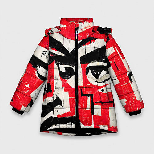 Зимняя куртка для девочки Уличная гранж абстракция / 3D-Черный – фото 1