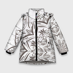 Куртка зимняя для девочки Кружево мандал, цвет: 3D-светло-серый
