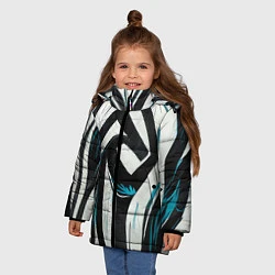 Куртка зимняя для девочки Цифровой окрас зебры, цвет: 3D-черный — фото 2