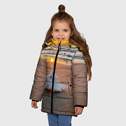 Куртка зимняя для девочки Ракушка на песочном берегу тихого океана, цвет: 3D-светло-серый — фото 2