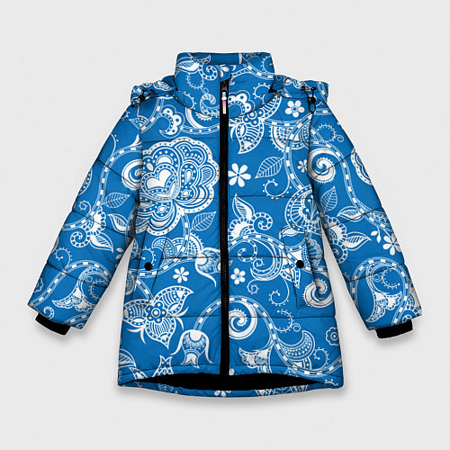 Зимняя куртка для девочки Голубое кружево / 3D-Черный – фото 1