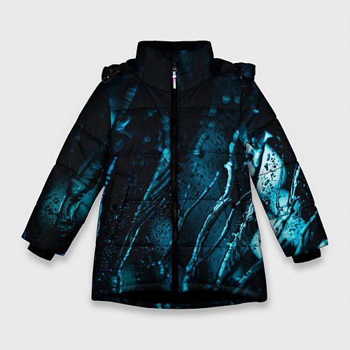 Зимняя куртка для девочки Огни в каплях дождя / 3D-Черный – фото 1