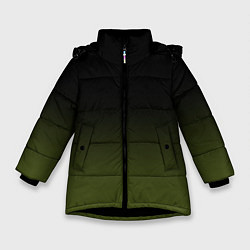 Куртка зимняя для девочки Черный и хвойный зеленый градиент, цвет: 3D-черный