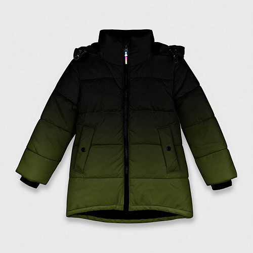 Зимняя куртка для девочки Черный и хвойный зеленый градиент / 3D-Черный – фото 1