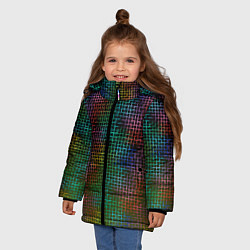 Куртка зимняя для девочки Неоновый сетчатый узор, цвет: 3D-черный — фото 2