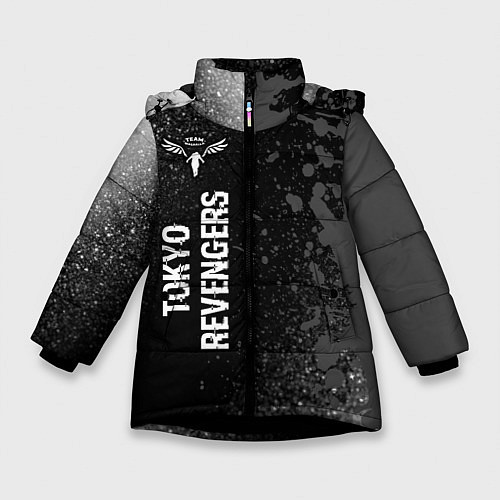 Зимняя куртка для девочки Tokyo Revengers glitch на темном фоне: по-вертикал / 3D-Черный – фото 1