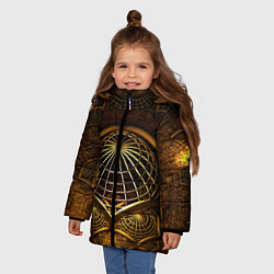 Куртка зимняя для девочки Загадочный принт в трехмерном пространстве, цвет: 3D-черный — фото 2