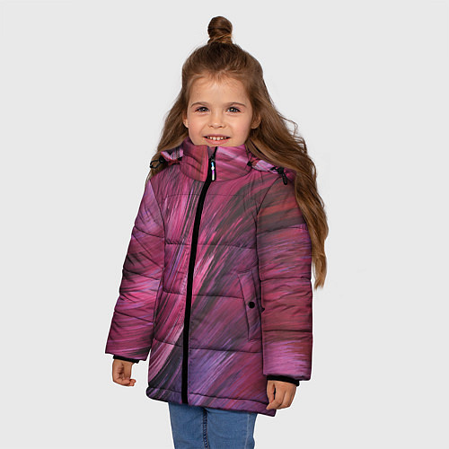 Зимняя куртка для девочки Текстура буря красок / 3D-Светло-серый – фото 3