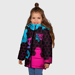 Куртка зимняя для девочки GTA - neon gradient: надпись, символ, цвет: 3D-черный — фото 2