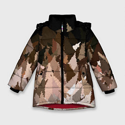 Зимняя куртка для девочки Abstract mosaic pattern brown and black