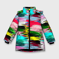 Зимняя куртка для девочки Абстрактный многоцветный неоновый узор
