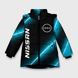Куртка зимняя для девочки Nissan неоновые лампы, цвет: 3D-черный