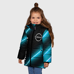 Куртка зимняя для девочки Nissan неоновые лампы, цвет: 3D-черный — фото 2