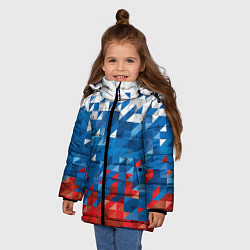 Куртка зимняя для девочки Полигональный флаг России!, цвет: 3D-красный — фото 2