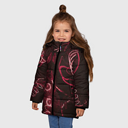 Куртка зимняя для девочки Неоновые тусклые фонари, цвет: 3D-красный — фото 2