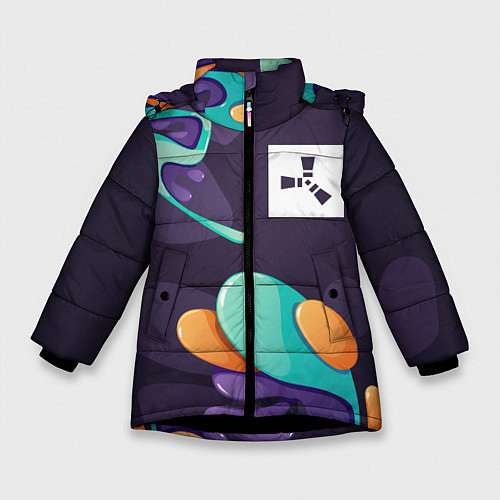 Зимняя куртка для девочки Rust graffity splash / 3D-Черный – фото 1