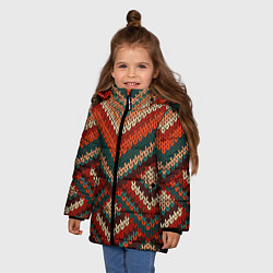 Куртка зимняя для девочки Вязаная ткань - текстура, цвет: 3D-черный — фото 2