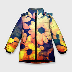 Зимняя куртка для девочки Яркий футаж из цветов