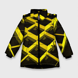 Куртка зимняя для девочки Желтые ступеньки, цвет: 3D-черный