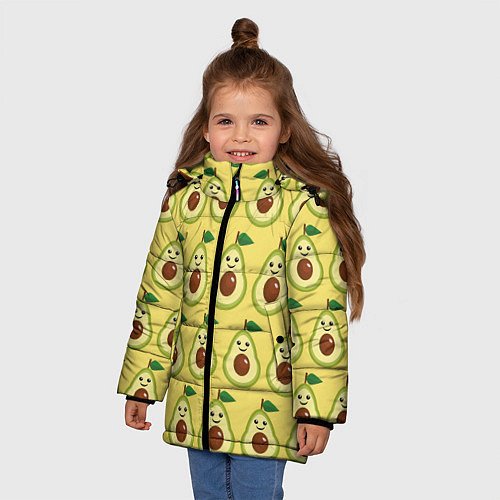 Зимняя куртка для девочки Авокадо Паттерн - Желтая версия / 3D-Красный – фото 3