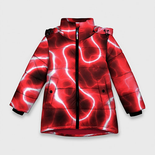 Зимняя куртка для девочки Огненный камуфляж / 3D-Красный – фото 1