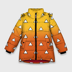 Зимняя куртка для девочки Оранжевое кимоно с треугольниками - Зеницу клинок