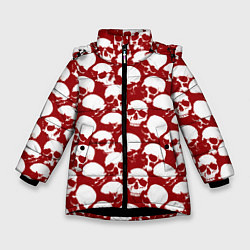 Куртка зимняя для девочки Череп и кровь, цвет: 3D-черный