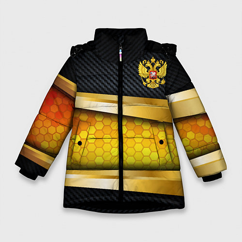 Зимняя куртка для девочки Black & gold - герб России / 3D-Черный – фото 1