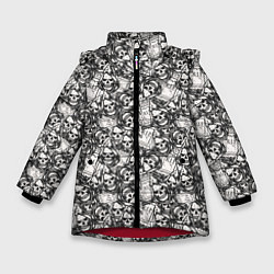 Куртка зимняя для девочки Череп в капюшоне, цвет: 3D-красный