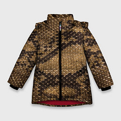 Куртка зимняя для девочки Кожа питона - fashion 2028, цвет: 3D-красный