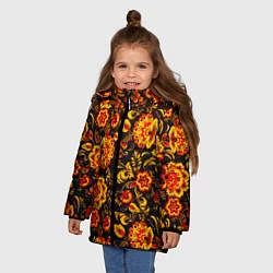 Куртка зимняя для девочки Хохлома роспись, цвет: 3D-черный — фото 2