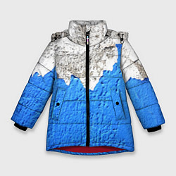 Куртка зимняя для девочки Старая штукатурка - стена, цвет: 3D-красный