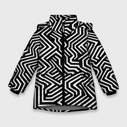 Куртка зимняя для девочки Гипнотические узоры, цвет: 3D-светло-серый