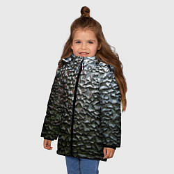 Куртка зимняя для девочки Неровная металлическая поверхность, цвет: 3D-светло-серый — фото 2