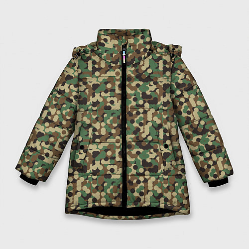 Зимняя куртка для девочки Милитари круг / 3D-Черный – фото 1