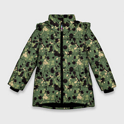 Куртка зимняя для девочки Милитари клякса мини, цвет: 3D-черный
