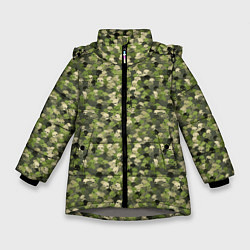 Куртка зимняя для девочки Милитари череп мини, цвет: 3D-светло-серый