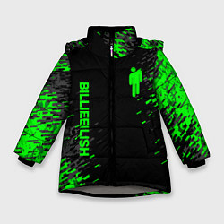 Куртка зимняя для девочки Билли Айлиш зелёная краска, цвет: 3D-светло-серый