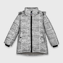 Куртка зимняя для девочки Орнамент треугольник, цвет: 3D-светло-серый