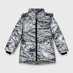 Куртка зимняя для девочки Фольга и серебро в модном дизайне, цвет: 3D-светло-серый