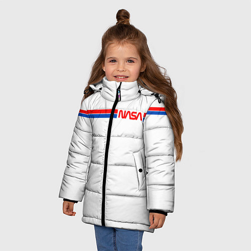 Зимняя куртка для девочки Nasa - полосы / 3D-Красный – фото 3