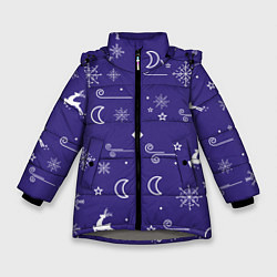Зимняя куртка для девочки Новый год олени, снежинки, ветер