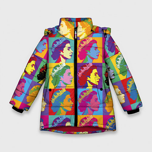 Зимняя куртка для девочки Елизавета II Поп-арт / 3D-Красный – фото 1