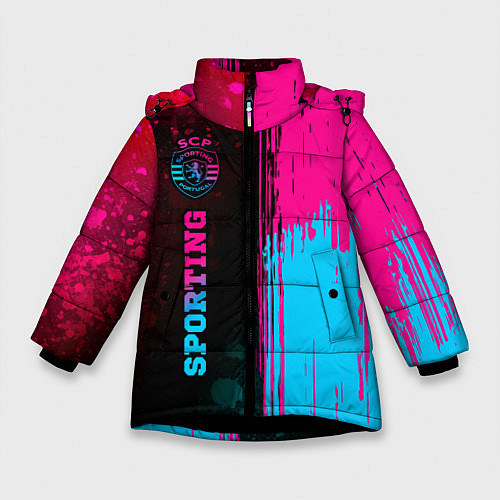 Зимняя куртка для девочки Sporting - neon gradient: по-вертикали / 3D-Черный – фото 1