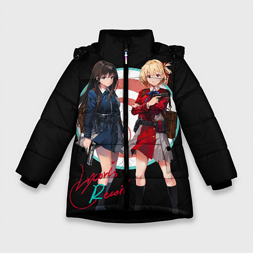 Зимняя куртка для девочки Тисато Нисикиги - Lycoris Recoil / 3D-Черный – фото 1