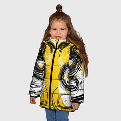 Куртка зимняя для девочки Абстрактный развод краской по холсту, цвет: 3D-светло-серый — фото 2
